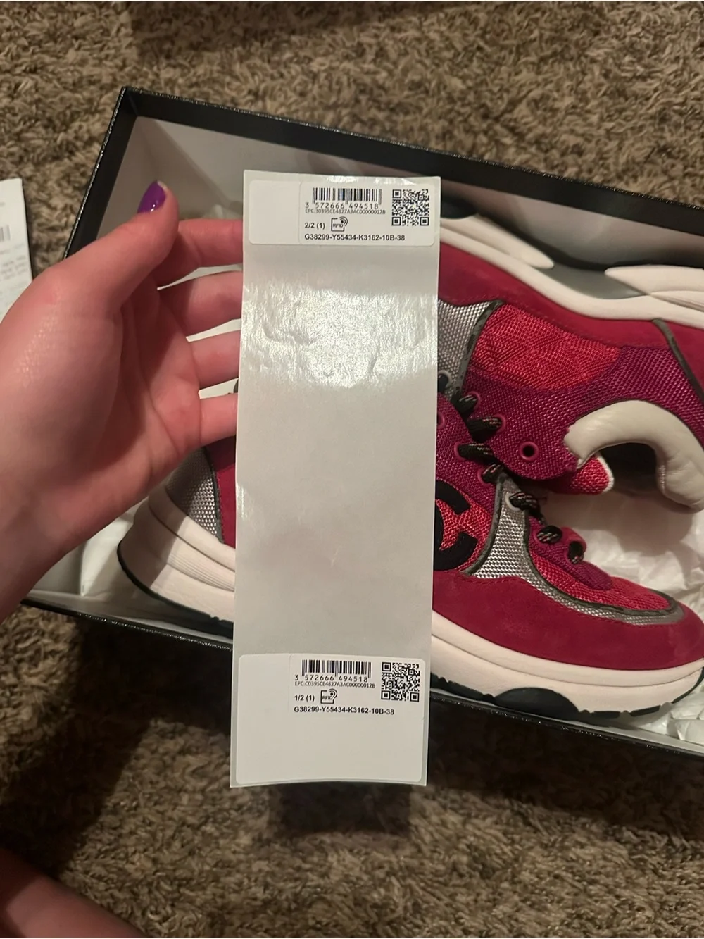 CHANEL Magenta Suede & Mesh Chunky Sneakers